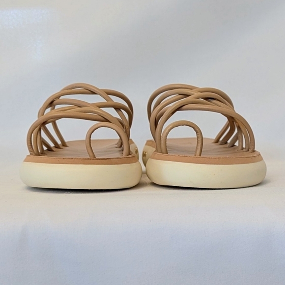 beek PEEP Leather Platform Sandal Flat Tube Straps Toe Ring Slip On Beach 7 NWOB - Picture 9 of 16